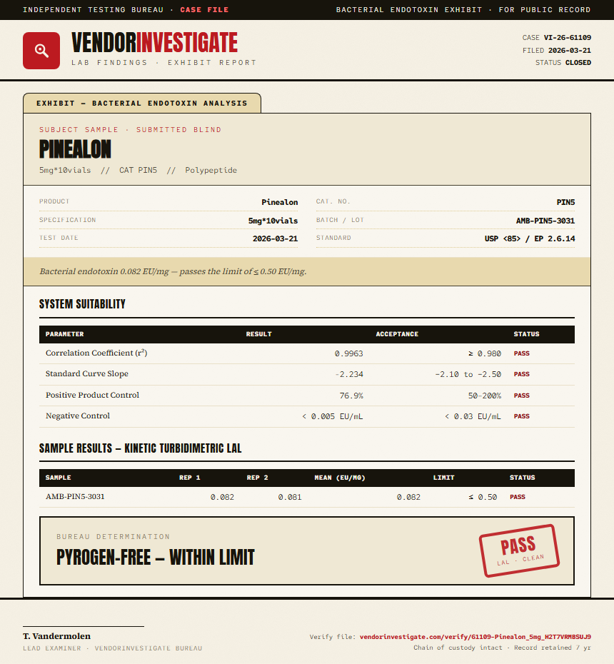 Pinealon Endotoxin report by VendorInvestigate